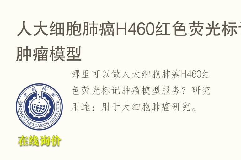 人大细胞肺癌H460红<font color='red'>色</font>荧光标记肿瘤模型