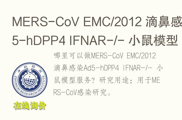 MERS-CoV EMC/2012 滴鼻感染Ad5-hDPP4 IFNAR-/- 小鼠<font color='red'>模型</font>