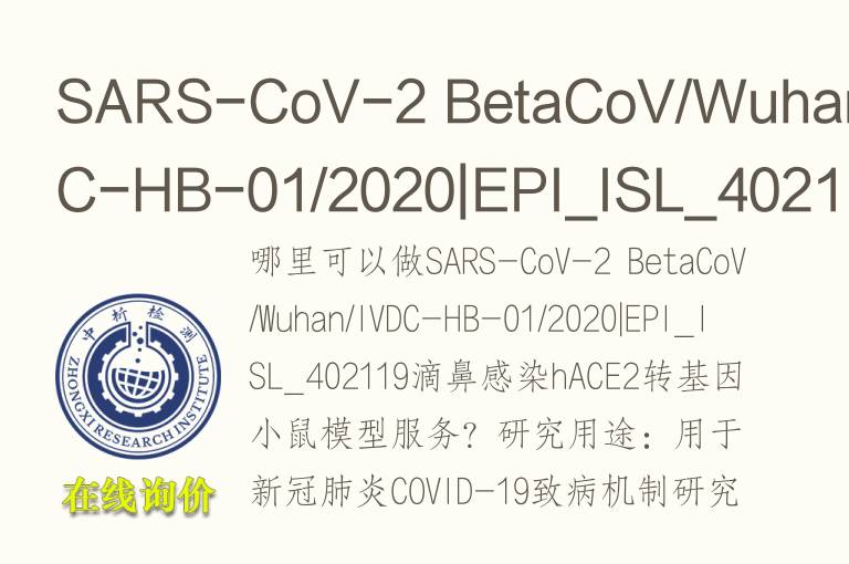 SARS-CoV-2 BetaCoV/Wuhan/IVDC-HB-01/2020|EPI_ISL_402119滴鼻感染hACE2转<font color='red'>基因</font>小鼠模型
