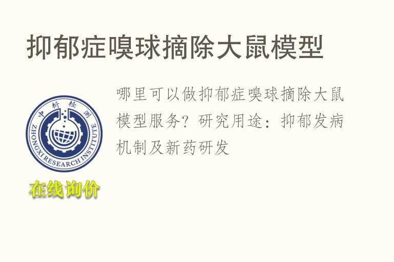 抑郁症嗅球摘除大鼠<font color='red'>模型</font>