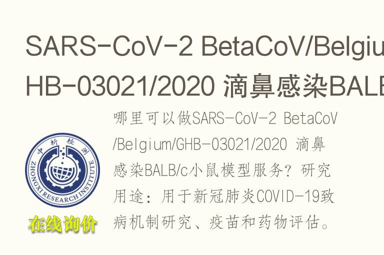 SARS-CoV-2 BetaCoV/Bel<font color='red'>gi</font>um/GHB-03021/2020 滴鼻感染BALB/c小鼠模型